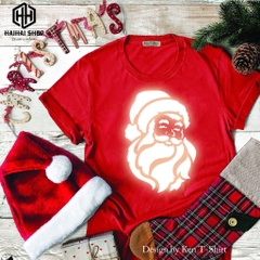 Áo Thun Noel Màu Đỏ Hình In Santa17 Phản Quang Chính Hãng Ken T-shirt