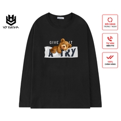 Áo Thun Tay Dài Form Rộng Unisex, Gấu Give Atry 153.
