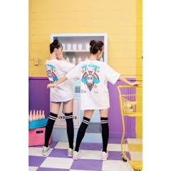 TL09 Áo Thun Tay Lỡ Unisex THỎ KEM
