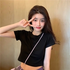 Áo thun croptop trơn HY KOREA dáng ngắn ôm nữ tay ngắn Freesize