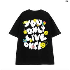 Áo phông unisex tay lỡ YOU ONLY LIVE ONCE 875 HY KOREA form rộng dành cho nam nữ