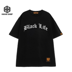 Áo thun đơn giản Tay Lỡ Unisex Nam Nữ Black Life 674 form rộng basic