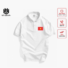 Áo Thun Polo HY Korea Nam Nữ Vải Cá Sấu 4 Chiều Cổ Trụ Thêu Lá Cờ Việt Nam TH01