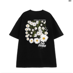 Áo phông tay lỡ form rộng nam nữ unisex Hoa cúc 1072 HY STUDIO