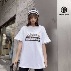 Áo Thun Nữ Phom Rộng Tay Lỡ In Hình Chữ Adidas 2 Dòng.