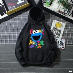 Áo Hoodie nam nữ Unisex Cute HY KOREA Cookie Monster 884 Vải Nỉ Bông