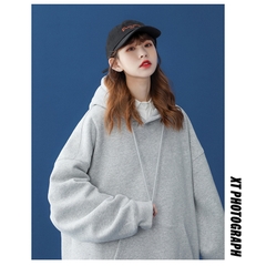 Áo Hoodie Trơn Màu Xám Tiêu