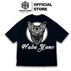 Áo Thun Nam Form Rộng Tay Lỡ Mèo Bịt Mặt local brand HABU YUNO Chính Hãng, Áo Nam Form Rộng Vải Cotton 75% Co Giãn 4 Chiều.