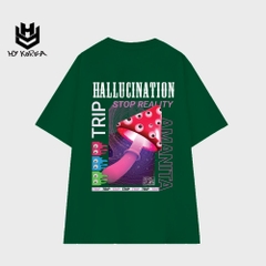 Áo thun tay lỡ nam nữ form rộng basic HY KOREA in hình Nấm Hallucination 719