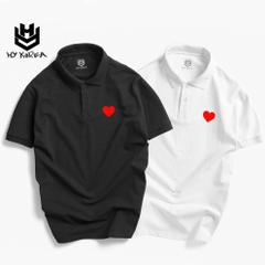 Áo Polo HY KOREA Nam Nữ Vải Cá Sấu 4 Chiều Cổ Trụ Thêu Logo Trái Tim 19