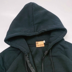 Áo khoác hoodie zip local brand HY KOREA Nam Nữ Unisex Basic Nỉ Bông Trơn Dày Dây Kéo Màu Đen