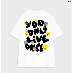 Áo phông unisex tay lỡ YOU ONLY LIVE ONCE 875 HY KOREA form rộng dành cho nam nữ