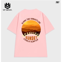 Áo phông unisex form rộng nam nữ tay lỡ Beautiful sunset 797 HY KOREA