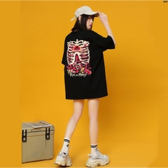 Áo thun form rộng tay lỡ nam nữ unisex Xương đỏ 1079 HY STUDIO