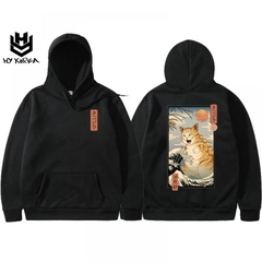 Áo Hoodie HY KOREA Nữ Nam Khoác Nỉ Form Rộng Kiểu Sweater Unisex In Hình Mèo khủng long DC79.