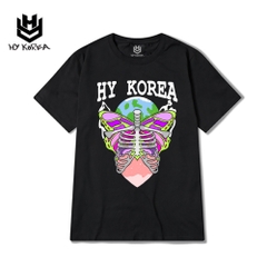 Áo Thun Tay Lỡ Form Rộng Unisex HY Korea Cotton 100 In Hình Xương Butterfly 514.