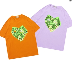 Áo thun tay ngắn form rộng vải cotton 75 unisex Trái tim 1025