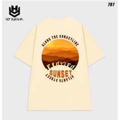 Áo phông unisex form rộng nam nữ tay lỡ Beautiful sunset 797 HY KOREA