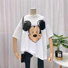 Áo Thun Tay Lỡ Phom Rộng, Unisex nam nữ 45-80kg, Mickey Mặt Xước