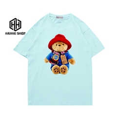 Áo phông nữ cute tay ngắn unisex form rộng in hình Gấu đội nón 443