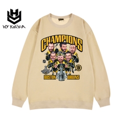 Áo Sweater Form Rộng HY KOREA Chất Nỉ Bông In Hình Champions 417