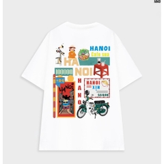 Áo thun nam nữ unisex form rộng tay lỡ HANOI 1045 HY KOREA