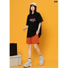 Áo thun unisex form rộng nam nữ tay lỡ COOL và WARM 816 HY KOREA