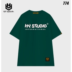 Áo thun tay lỡ HY Studio 774 nam nữ form rộng basic