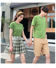 Áo Thun Trơn Màu Xanh Rêu 35/65