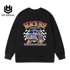 Áo khoác sweater nam HY KOREA Chất Nỉ Bông In Hình Beach Hop 422 Form Rộng