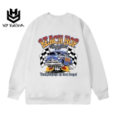 Áo khoác sweater nam HY KOREA Chất Nỉ Bông In Hình Beach Hop 422 Form Rộng