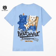 Áo Thun Tay Lỡ HY KOREA Phom Rộng Unisex nam nữ 45-80kg, Bear Candle TLLC44