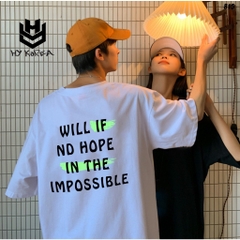 Áo thun unisex form rộng nam nữ tay lỡ Impossible 815 HY KOREA