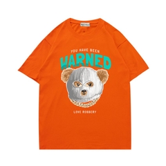 Áo thun unisex tay ngắn nam nữ form rộng Gấu WARNED 936