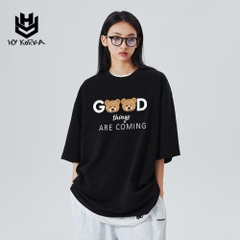 Áo Thun Tay Lỡ Nữ HY Korea Form Rộng Cotton 100 In Hình Gấu Good 561.