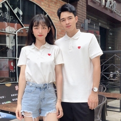 Áo Polo Nam Nữ Vải Cá Sấu 4 Chiều Áo Thun Cổ Trụ In Hình Logo Trái Tim 682