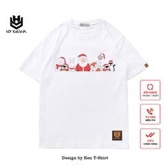 Áo thun Noel HY KOREA tay ngắn nam nữ cotton 75% form rộng In Hình Noel DC291