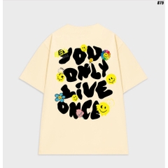 Áo phông unisex tay lỡ YOU ONLY LIVE ONCE 875 HY KOREA form rộng dành cho nam nữ