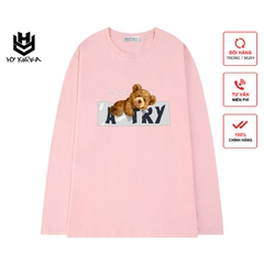 Áo Thun Tay Dài Form Rộng Unisex, Gấu Give Atry 153.