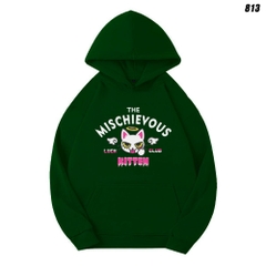 Áo Hoodie Nữ HY KOREA Mèo Mischievous 813 Unisex Vải Nỉ Bông