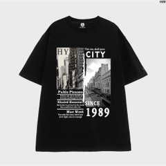 Áo Thun Unisex CITY 1123 Tay Lỡ Cotton 100 Form Rộng HY KOREA