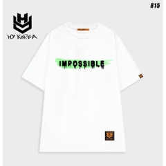 Áo thun unisex form rộng nam nữ tay lỡ Impossible 815 HY KOREA
