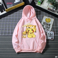 Áo Hoodie Unisex Cute HY KOREA Pikachu 881 Vải Nỉ Bông