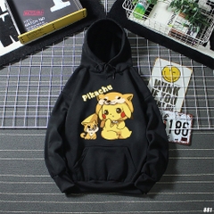 Áo Hoodie Unisex Cute HY KOREA Pikachu 881 Vải Nỉ Bông