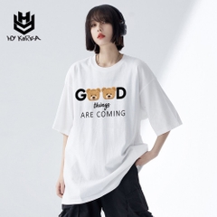 Áo Thun Tay Lỡ Nữ HY Korea Form Rộng Cotton 100 In Hình Gấu Good 561.