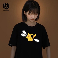 Áo Thun Phản Quang Dẻo Pikachu  Cotton 75% Form Rộng Unisex Nam Nữ Rẻ Đẹp HaiHaiShop, Ken T-Shirt.