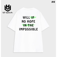 Áo thun unisex form rộng nam nữ tay lỡ Impossible 815 HY KOREA