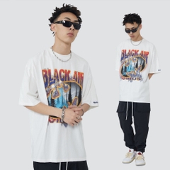 Áo Phông HY KOREA Tay Lỡ Nam Nữ Black Air Unisex Form Rộng TLLC59