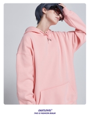 Áo Hoodie Trơn Màu Hồng Tôm