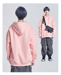 Áo Hoodie Trơn Màu Hồng Tôm